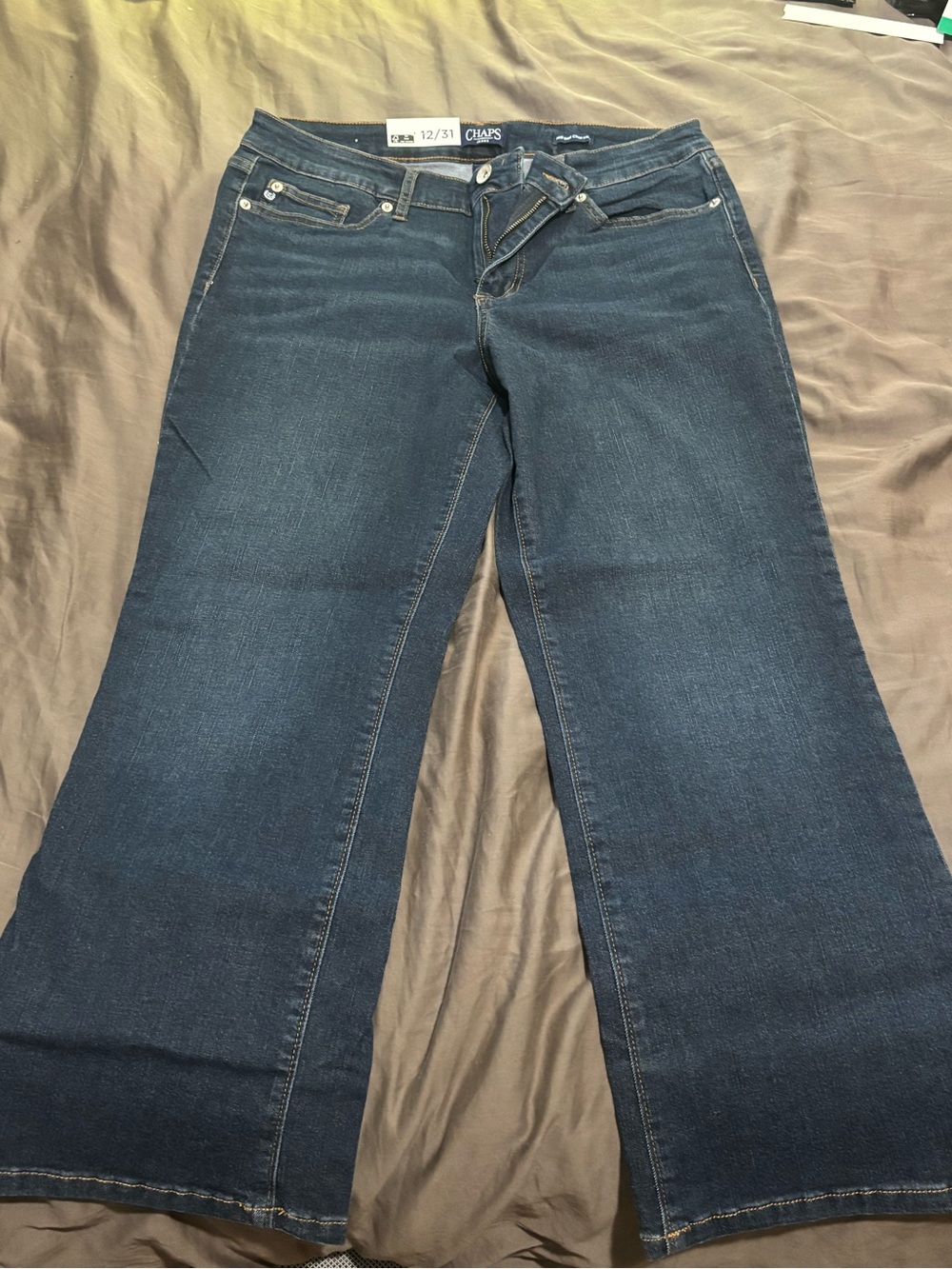 Chaps Wide-Leg Jeans in Dark Blue Denim